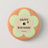 可愛いカラフルデイジー花柄誕生日名 缶バッジ (正面)