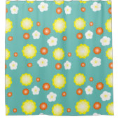 可愛いカラフルデイジー花柄 シャワーカーテン (正面)