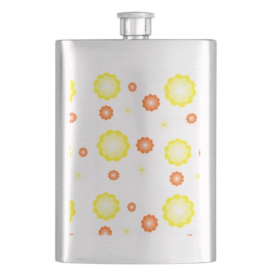 可愛いカラフルデイジー花柄 フラスク (正面)