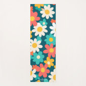 可愛いカラフルデイジー花植物模様ガーリー ヨガマット (正面)