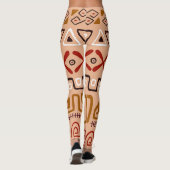 可愛いカラフルトライバルパターンピンクとブラウントレンディー レギンス (裏面)