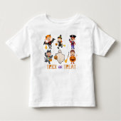 可愛いカラフルトリックやハロウィンの子供を扱う トドラーTシャツ (正面)
