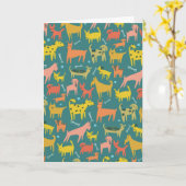 可愛いカラフルドッグパターン誕生日カスタム カード (黄色い花)