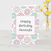 可愛いカラフルドーナツ型誕生日 カード (黄色い花)