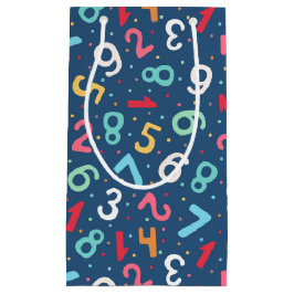 可愛いカラフルナンバーズパターンブルーキッズ スモールペーパーバッグ