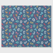 可愛いカラフルナンバーズパターンブルーキッズ ラッピングペーパー (フラット)