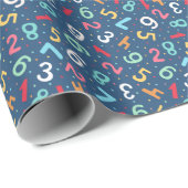 可愛いカラフルナンバーズパターンブルーキッズ ラッピングペーパー (ロールコーナー)
