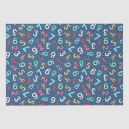 可愛いカラフルナンバーズパターンブルーキッズ 薄葉紙