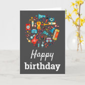 可愛いカラフルハッピーバースデー カード (黄色い花)