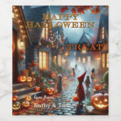 可愛いカラフルハロウィーントリート ワインラベル (シングルラベル)