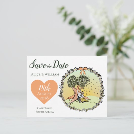 可愛いカラフルバニーラビットウェディングデートを除く 案内ポストカード (スタンド正面)