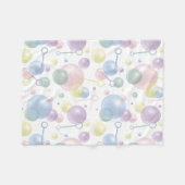 可愛いカラフルバブルパターン フリースブランケット (正面(横))