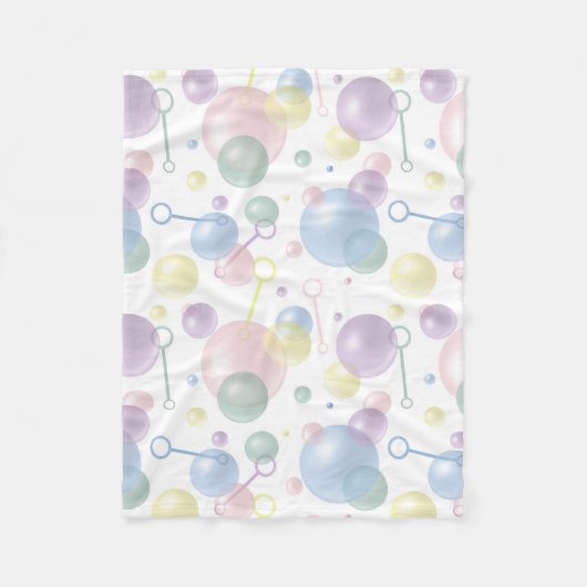 可愛いカラフルバブルパターン フリースブランケット (正面)