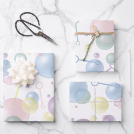 可愛いカラフルバブルパターン ラッピングペーパーシート