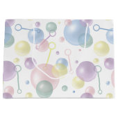 可愛いカラフルバブルパターン ラージペーパーバッグ (正面)