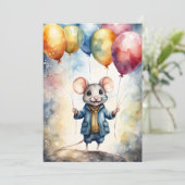 可愛いカラフルバルーン付きカスタムマウス 招待状 (スタンド正面)