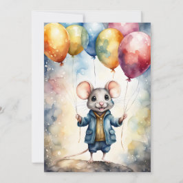 可愛いカラフルバルーン付きカスタムマウス 招待状