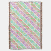 可愛いカラフルパステルストライプ花 スローブランケット (正面縦)