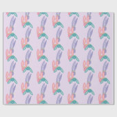 可愛いカラフルパステルバニーズパターンオンパープル ラッピングペーパー (フラット)