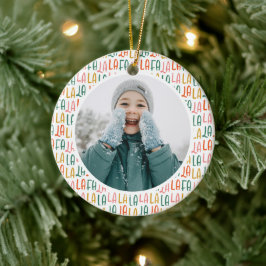 可愛いカラフルパーソナライズされたクリスマスの休日の写真 セラミックオーナメント