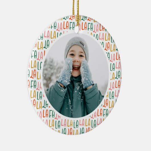 可愛いカラフルパーソナライズされたクリスマスの休日の写真 セラミックオーナメント (右)