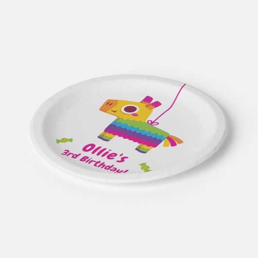 可愛いカラフルピナタ子供の誕生日パーティー用品 ペーパープレート (アングル)