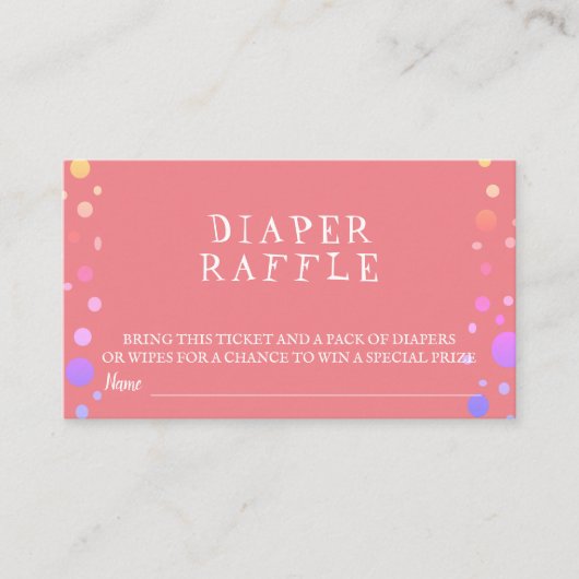 可愛いカラフルピンクのドットパターンおむつラッフル エンクロージャーカード (正面)