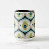 可愛いカラフルピンクミントイカットの部族柄 マグカップ (中央)