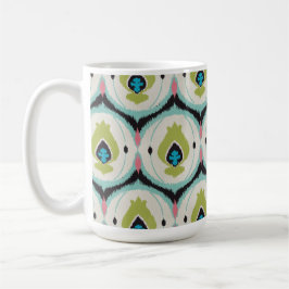 可愛いカラフルピンクミントイカットの部族柄 マグカップ