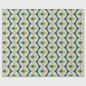 可愛いカラフルピンク緑のイカットの部族柄 ラッピングペーパー (フラット)