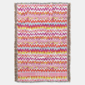 可愛いカラフルピンク赤抽象芸術波パターン スローブランケット (正面縦)