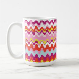 可愛いカラフルピンク赤抽象芸術波パターン マグカップ