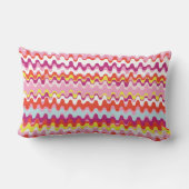 可愛いカラフルピンク赤抽象芸術波パターン ランバークッション (裏面)