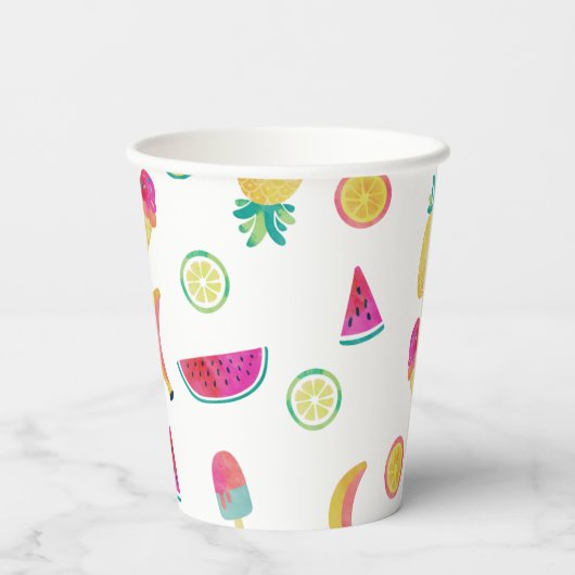 可愛いカラフルフルーツトゥッティフルーティ2回目の誕生日 紙コップ (裏面)