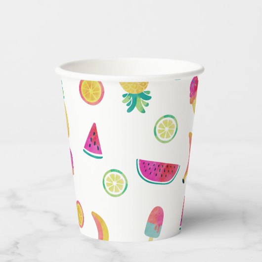 可愛いカラフルフルーツトゥッティフルーティ2回目の誕生日 紙コップ (正面)