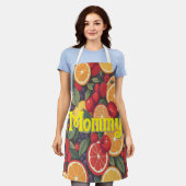 可愛いカラフルフルーツパターン – おもしろい夏デザイン エプロン (着用した状態)