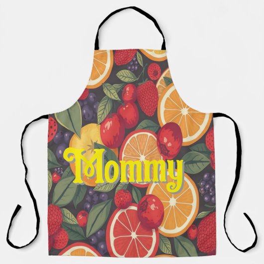 可愛いカラフルフルーツパターン – おもしろい夏デザイン エプロン (正面)
