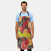 可愛いカラフルフルーツパターン – おもしろい夏デザイン エプロン (着用した状態)