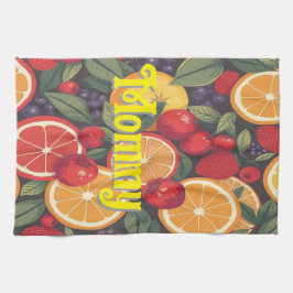 可愛いカラフルフルーツパターン – おもしろい夏デザイン キッチンタオル