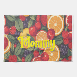 可愛いカラフルフルーツパターン – おもしろい夏デザイン キッチンタオル