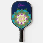 可愛いカラフルフローラパーソナライズされた曼荼羅 ピックルボールラケット (裏面)