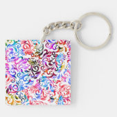 可愛いカラフルフローラルパターンケースメイトiPhone cas キーホルダー (裏面)