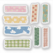 可愛いカラフルフローラルパターンテープのスクラップブック シール (正面)