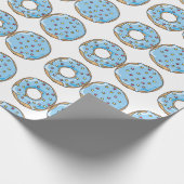 可愛いカラフルブルードーナツ誕生日パーティー ラッピングペーパー (角)