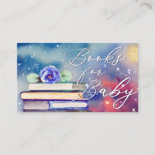 可愛いカラフルブルーバラ水彩画ベビー エンクロージャーカード (正面)