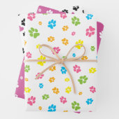 可愛いカラフルペットの肉柄とハート柄 ラッピングペーパーシート (インサイチュ)