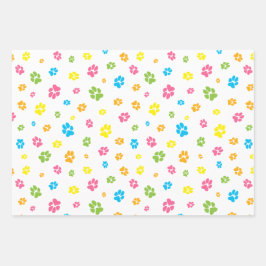 可愛いカラフルペットの肉柄とハート柄 ラッピングペーパーシート