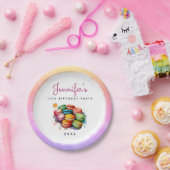 可愛いカラフルマカフランスのロンCookie水色 ペーパープレート (パーティー)