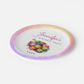 可愛いカラフルマカフランスのロンCookie水色 ペーパープレート (アングル)