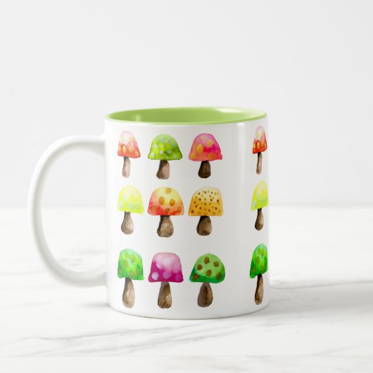 可愛いカラフルマッシュルーム2トーンコーヒーマグ ツートーンマグカップ (左)